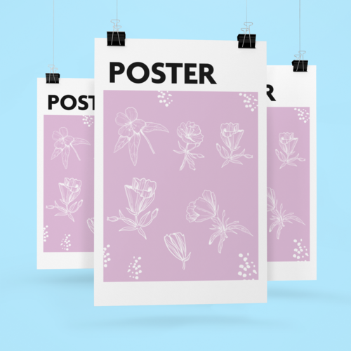 Poster, digitalprinting.be, bloemen, patroon, illustratie